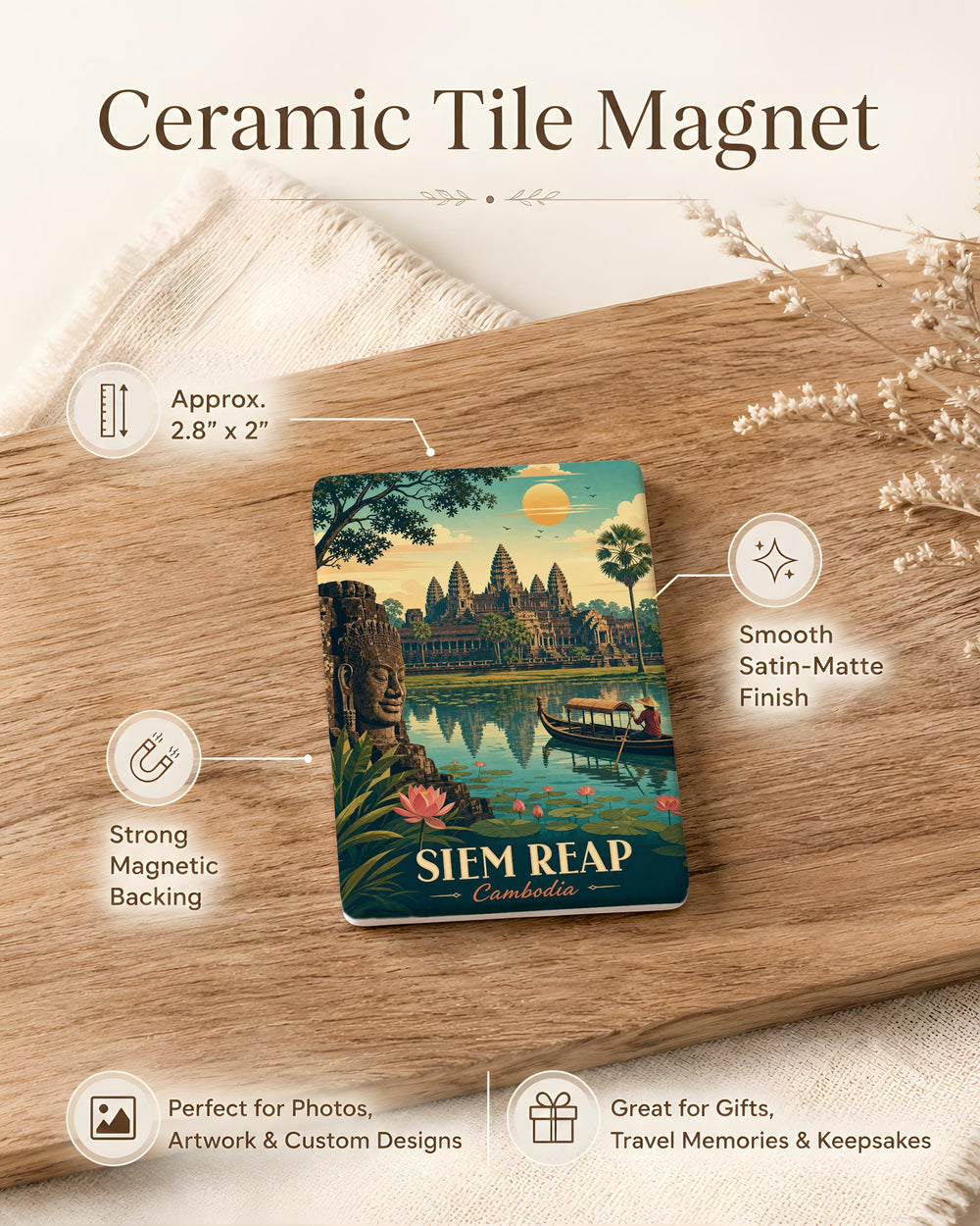 Cambodia Fridge Magnet, Cambodia Travel Souvenir Magnet, Phnom Penh Angkor Wat Cambodia Magnet, Cambodia Gift Magnet