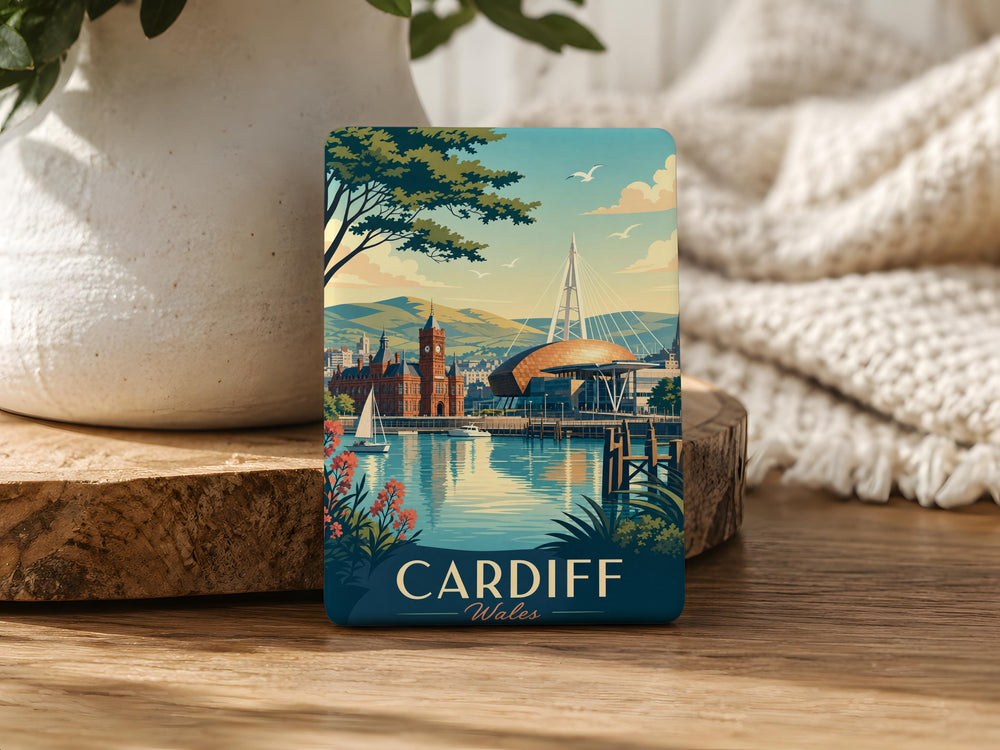 Cardiff Wales Fridge Magnet, Cardiff City Souvenir Magnet, Wales Travel Gift, Cardiff Landmark Keepsake Magnet