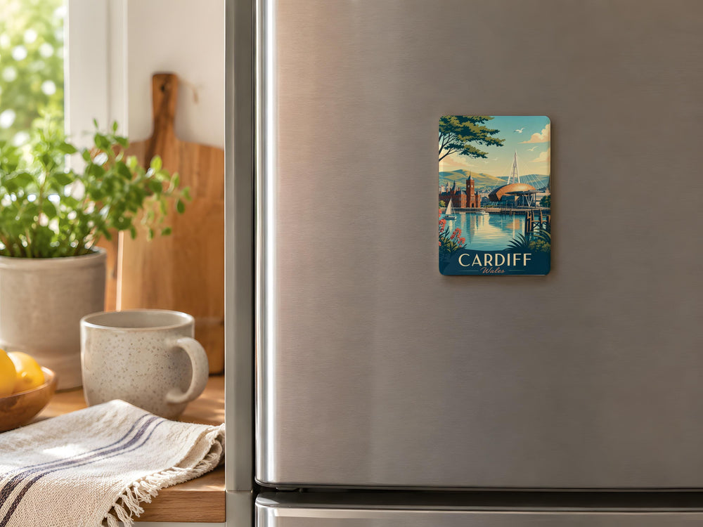 Cardiff Wales Fridge Magnet, Cardiff City Souvenir Magnet, Wales Travel Gift, Cardiff Landmark Keepsake Magnet