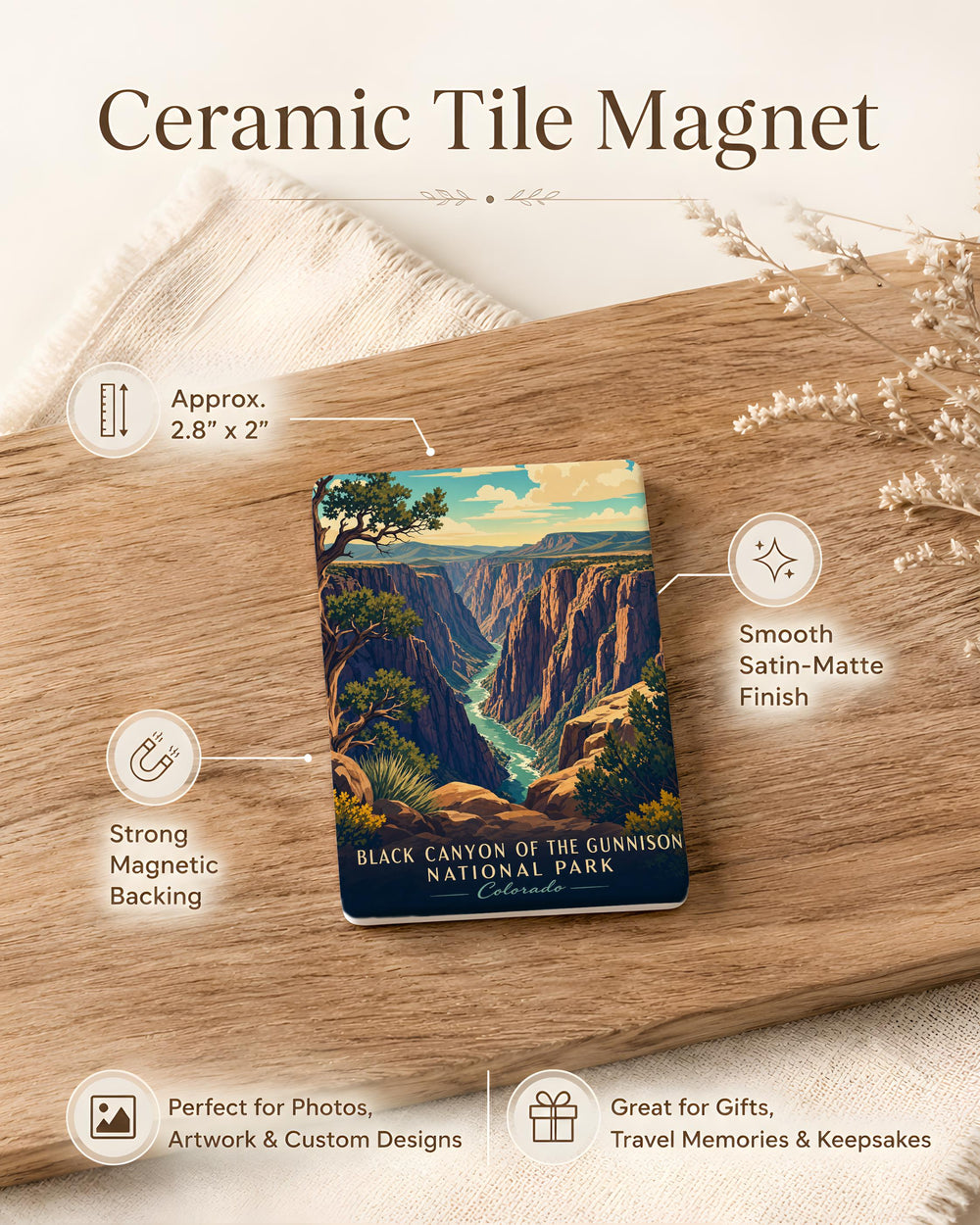 Black Canyon of the Gunnison National Park Fridge Magnet, Colorado Travel Souvenir, Canyon Landscape Keepsake Magnet