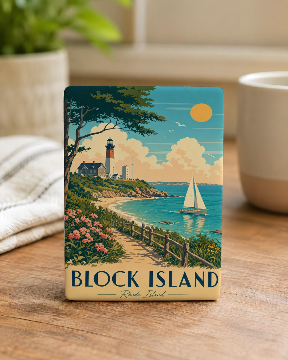 Block Island Fridge Magnet, Block Island Rhode Island Souvenir Magnet, Block Island Vacation Travel Gift, Coastal Island Keepsake Magnet