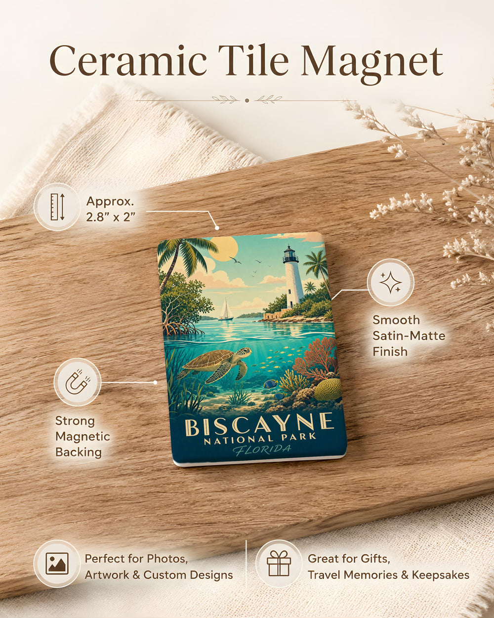 Biscayne National Park Fridge Magnet, Florida Keys Souvenir, Coastal Island Nature Scene Magnet, Travel Keepsake Gift