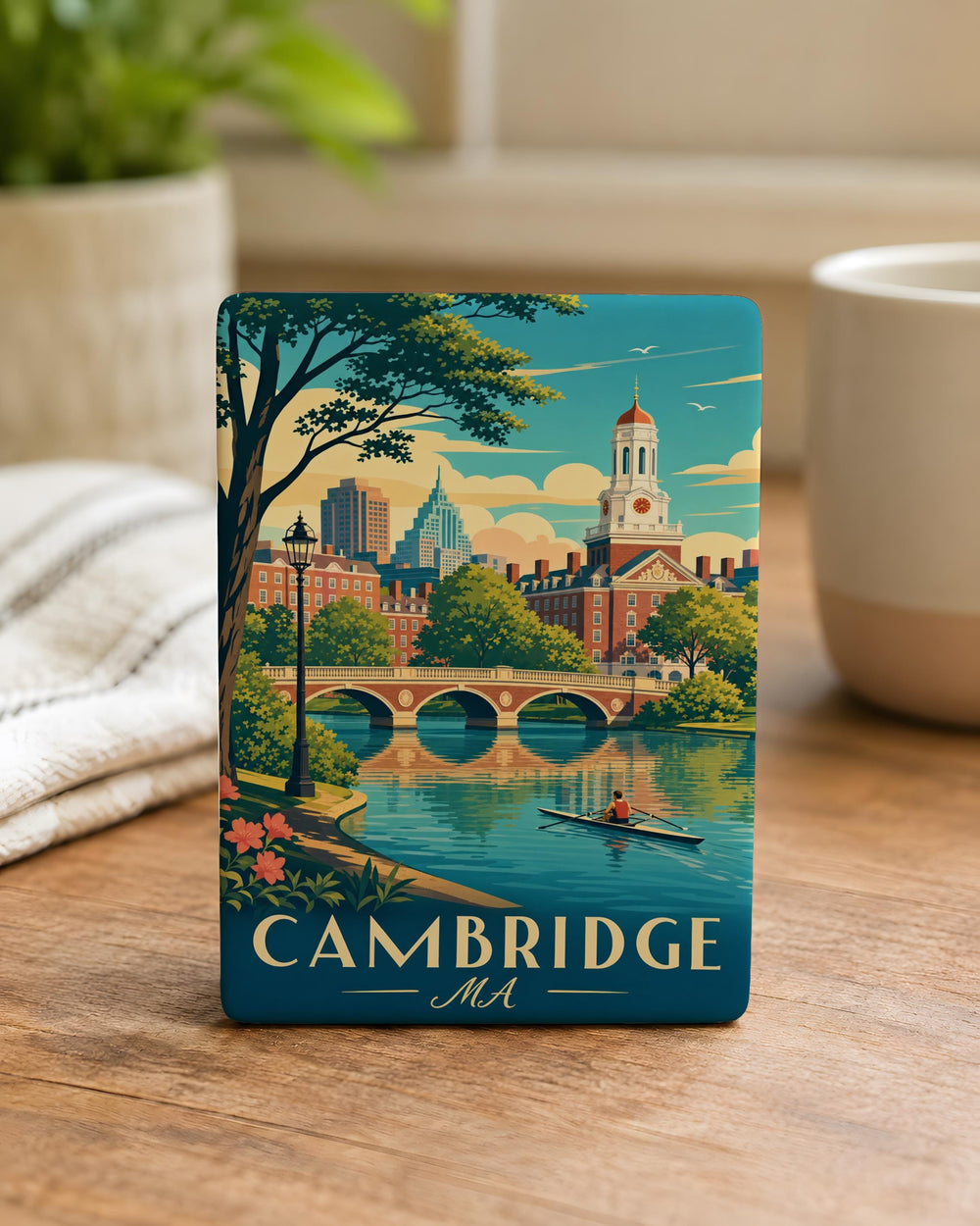 Cambridge MA Fridge Magnet, Cambridge Massachusetts Souvenir Magnet, Harvard Square Travel Gift, Boston Area Keepsake Magnet