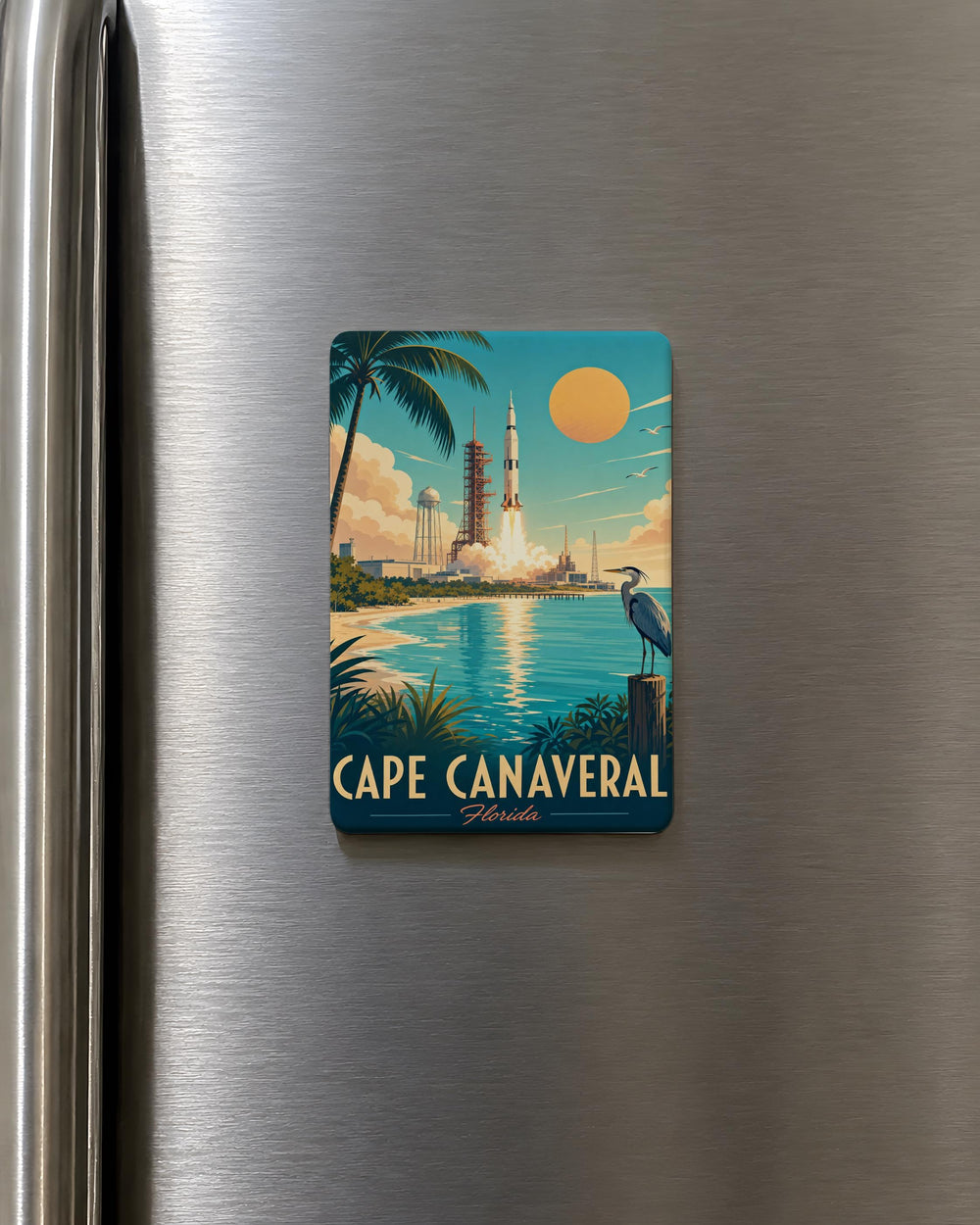 Cape Canaveral Fridge Magnet, Florida Space Coast Souvenir Magnet, NASA Launch Pad Rocket Magnet, Coastal Travel Keepsake
