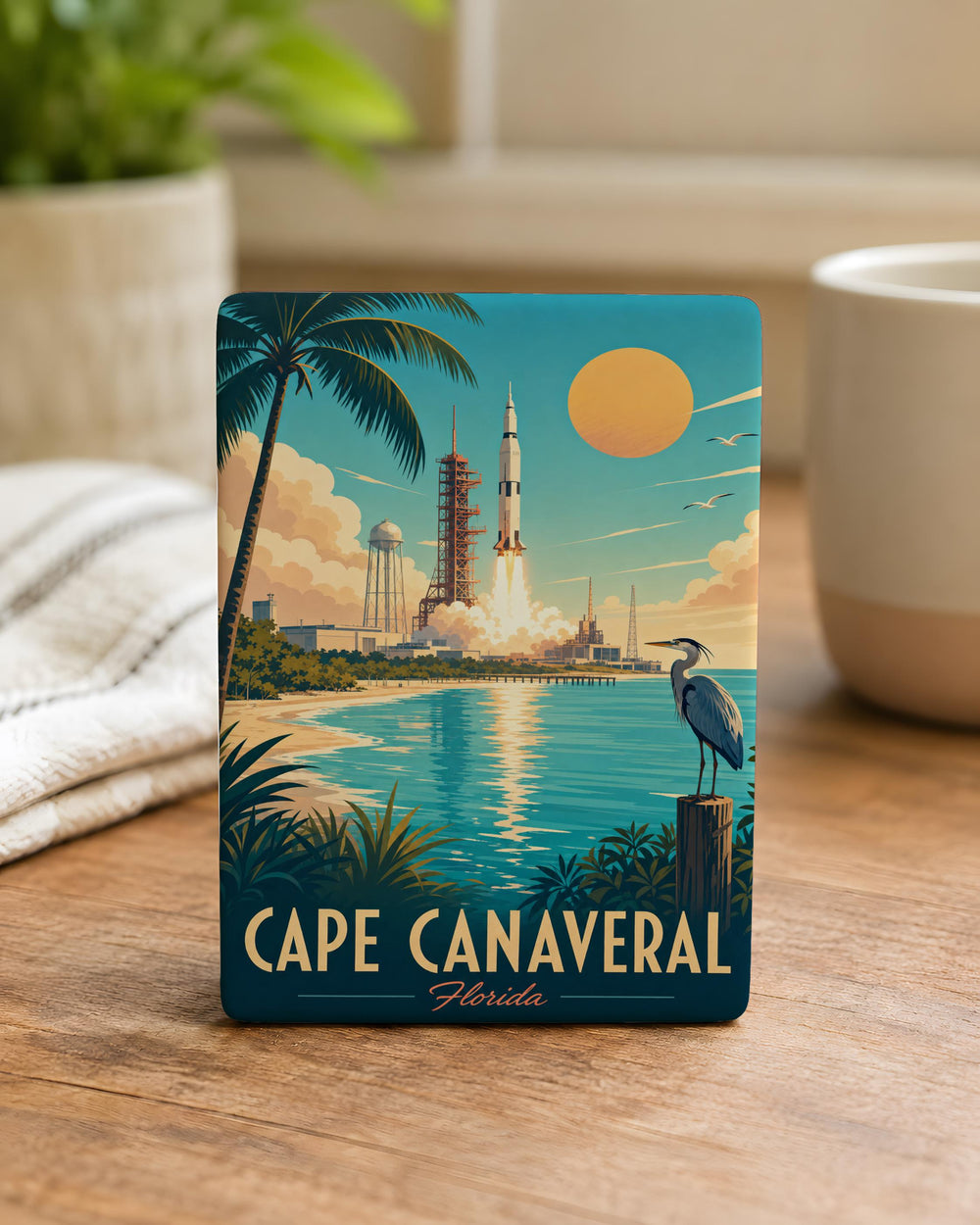 Cape Canaveral Fridge Magnet, Florida Space Coast Souvenir Magnet, NASA Launch Pad Rocket Magnet, Coastal Travel Keepsake