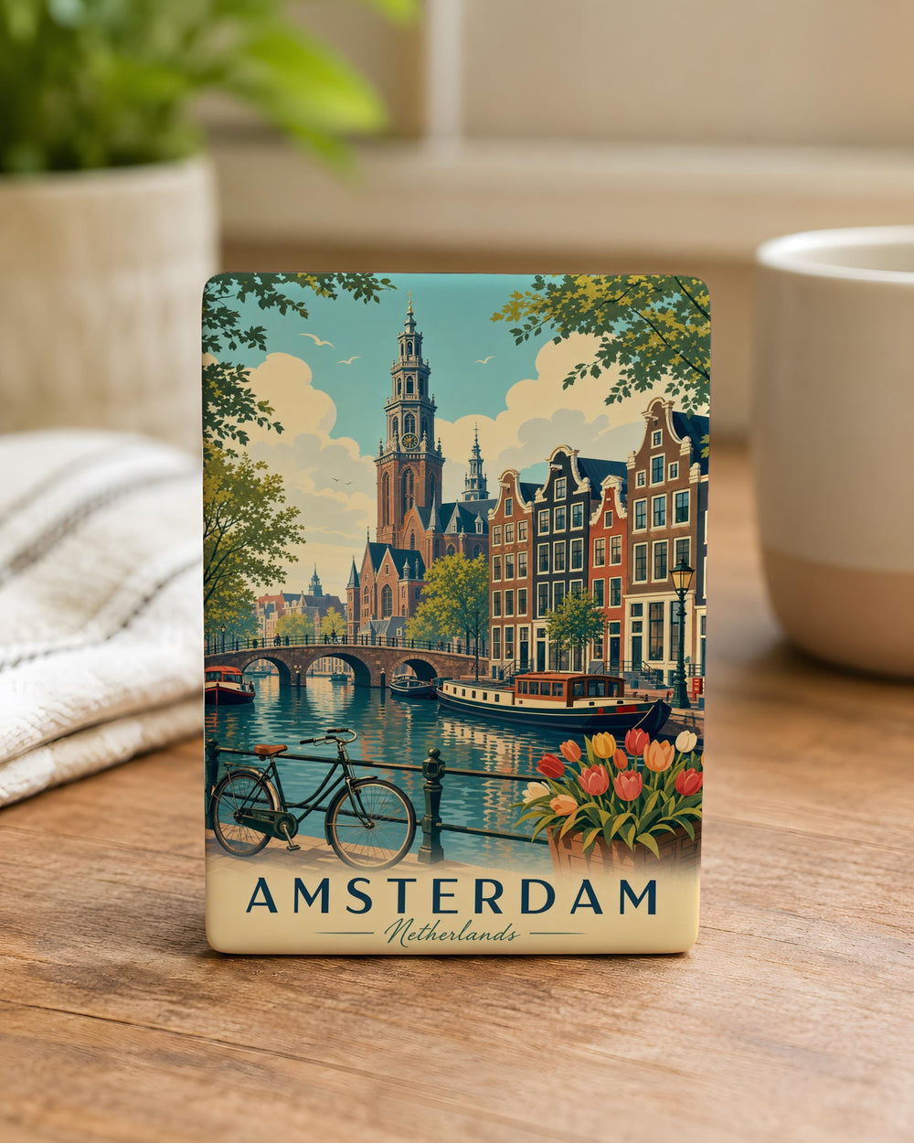 Amsterdam Netherlands Fridge Magnet, Amsterdam City Souvenir Magnet, Netherlands Travel Gift, Amsterdam Landmark Magnet