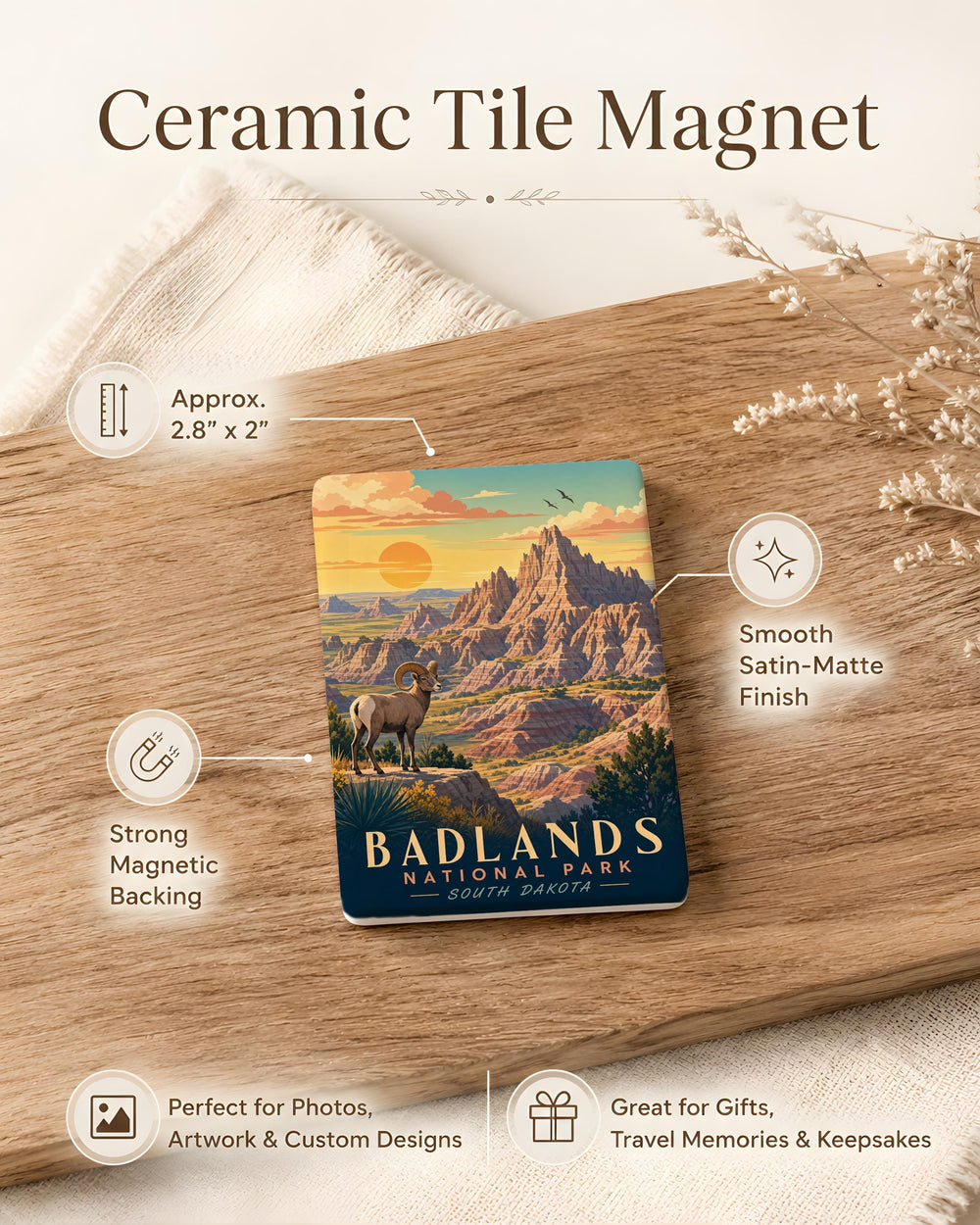 Badlands National Park Fridge Magnet, South Dakota Travel Souvenir, Scenic Park Landscape Keepsake Gift