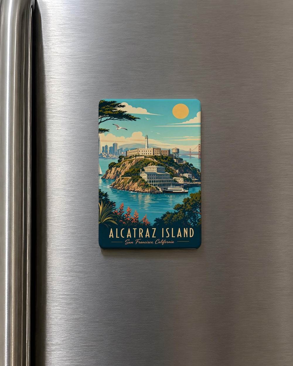 Alcatraz Island Fridge Magnet, San Francisco Bay Prison Landmark Souvenir Magnet, California Travel Keepsake Gift