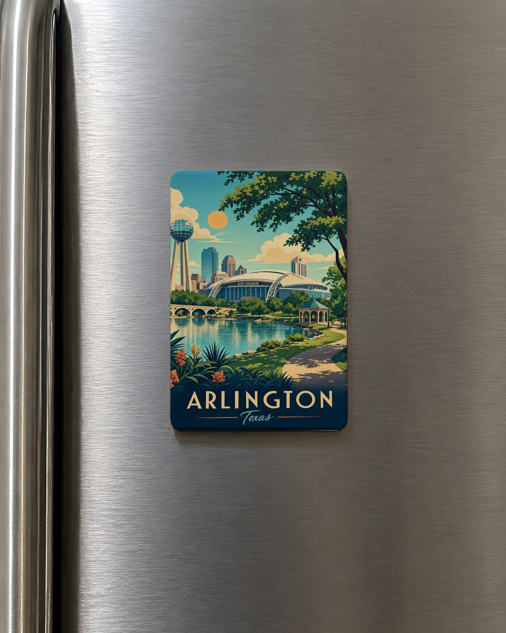 Arlington TX Fridge Magnet, Arlington Texas Souvenir Magnet, Arlington City Landmark Travel Keepsake Magnet