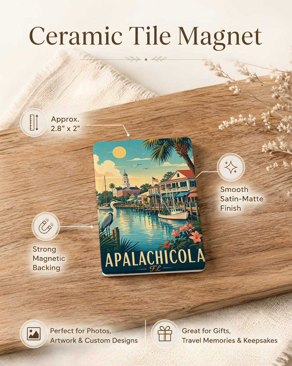 Apalachicola FL Fridge Magnet, Apalachicola Florida Souvenir Magnet, Gulf Coast Travel Keepsake, Coastal Town Gift