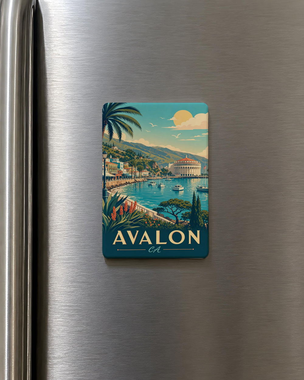 Avalon CA Fridge Magnet, Catalina Island Souvenir Magnet, California Coastal Town Travel Keepsake Magnet