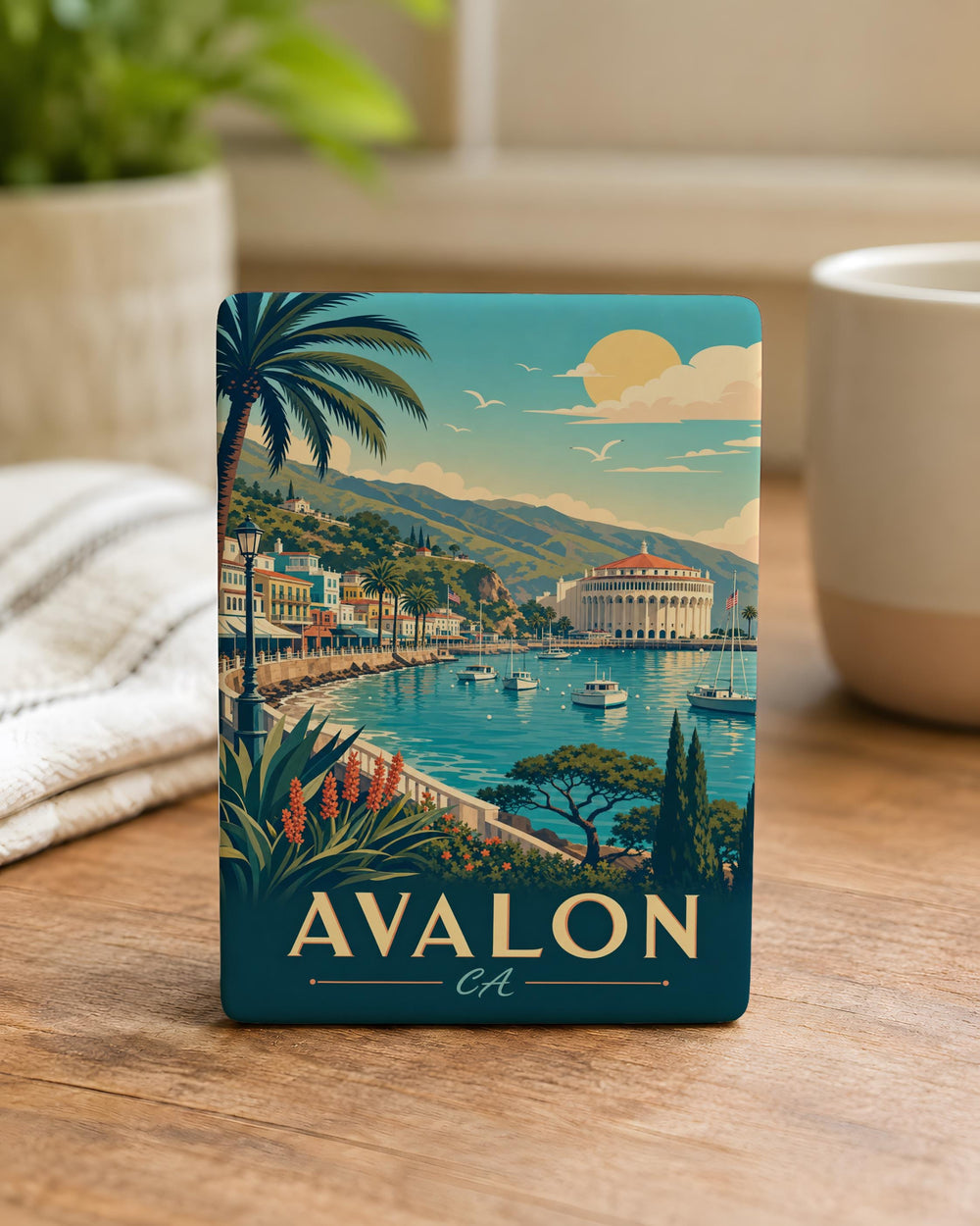 Avalon CA Fridge Magnet, Catalina Island Souvenir Magnet, California Coastal Town Travel Keepsake Magnet