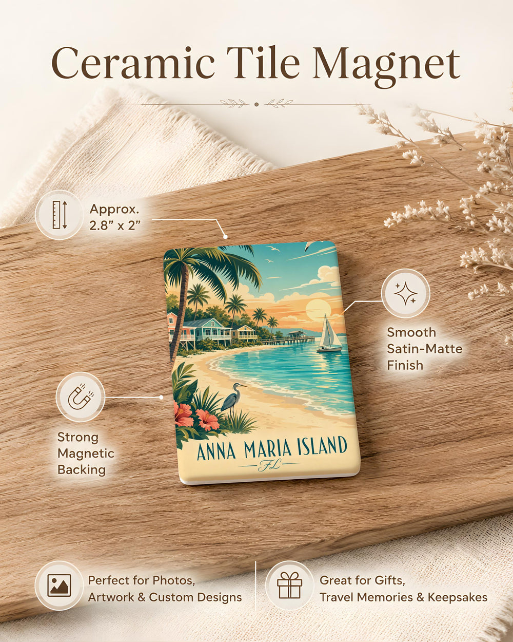 Anna Maria Island Florida Fridge Magnet, Anna Maria Island FL Souvenir Magnet, Beach Vacation Coastal Gift Magnet