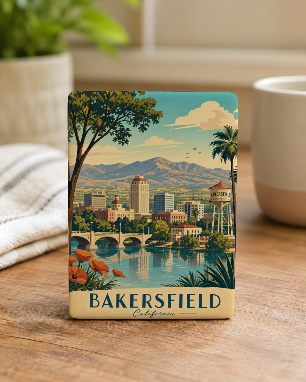 Bakersfield CA Fridge Magnet, Bakersfield California Souvenir Magnet, Kern County Travel Gift, City Landmark Keepsake Magnet
