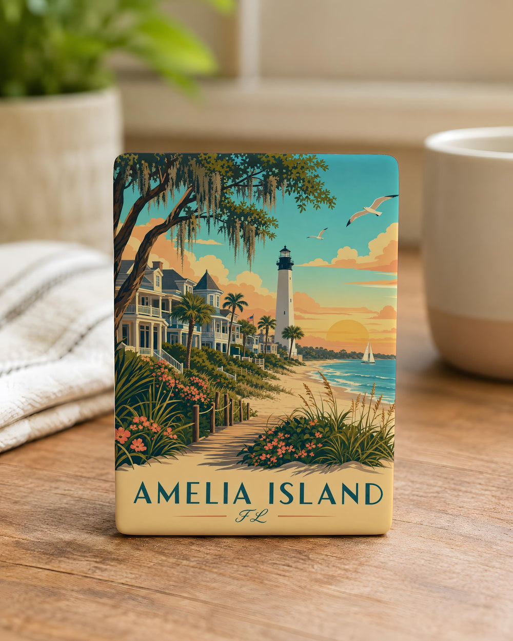 Amelia Island FL Fridge Magnet, Amelia Island Florida Souvenir Magnet, Fernandina Beach Travel Gift, Coastal Vacation Keepsake
