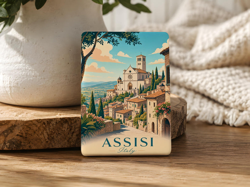 Assisi Italy Fridge Magnet, Assisi Travel Souvenir, Umbria Italy Landmark Magnet, Italian Town Keepsake Gift