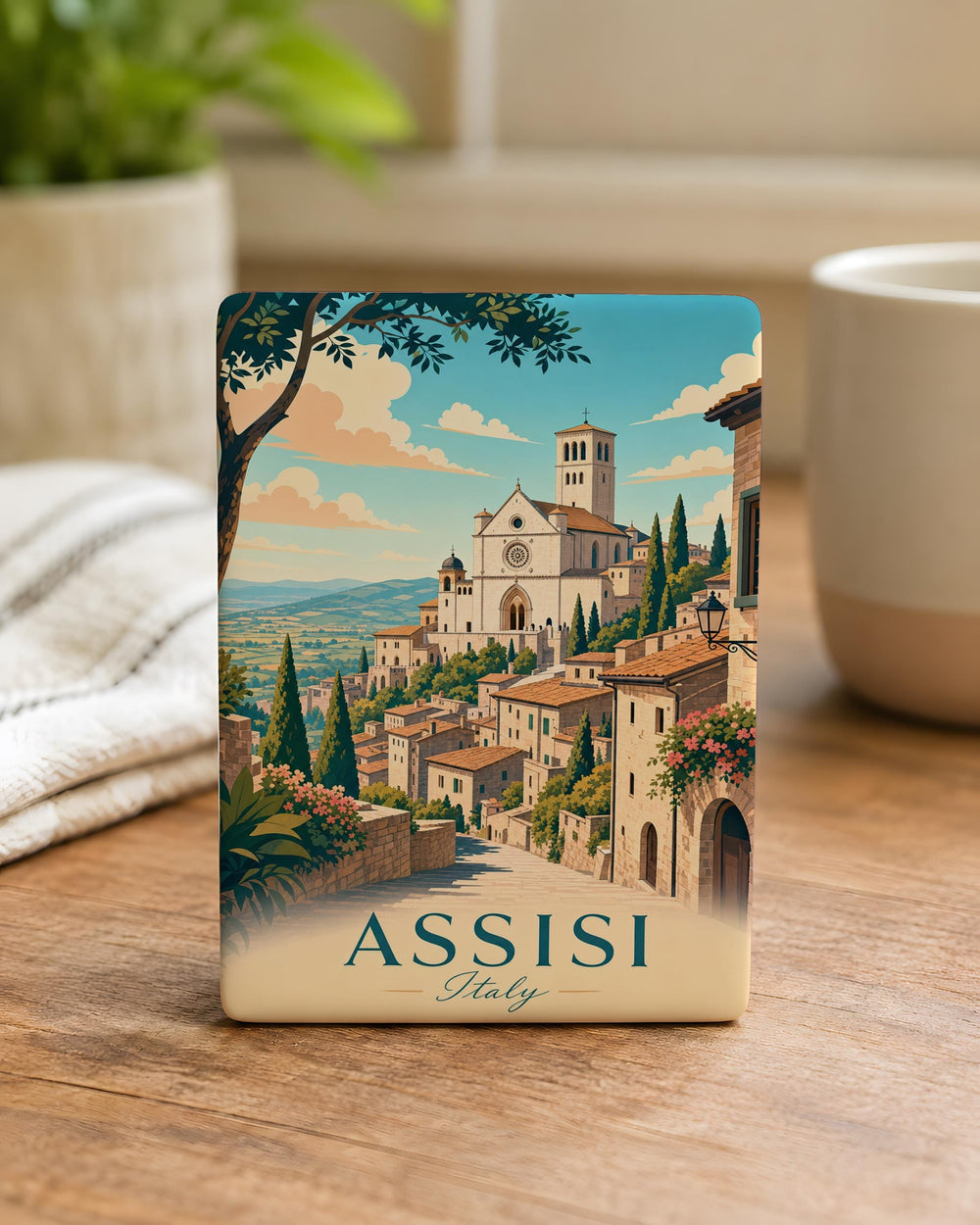 Assisi Italy Fridge Magnet, Assisi Travel Souvenir, Umbria Italy Landmark Magnet, Italian Town Keepsake Gift