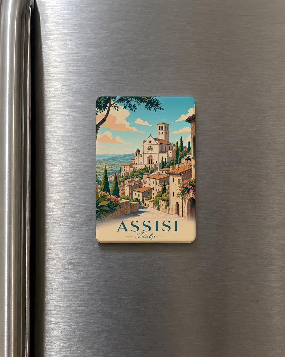 Assisi Italy Fridge Magnet, Assisi Travel Souvenir, Umbria Italy Landmark Magnet, Italian Town Keepsake Gift
