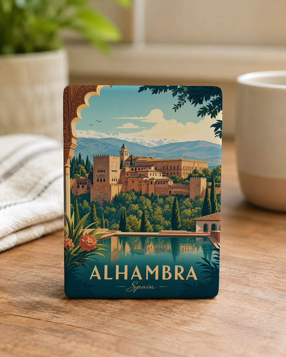 Alhambra Fridge Magnet, Granada Spain Souvenir Magnet, Alhambra Palace Landmark Refrigerator Magnet, Travel Gift