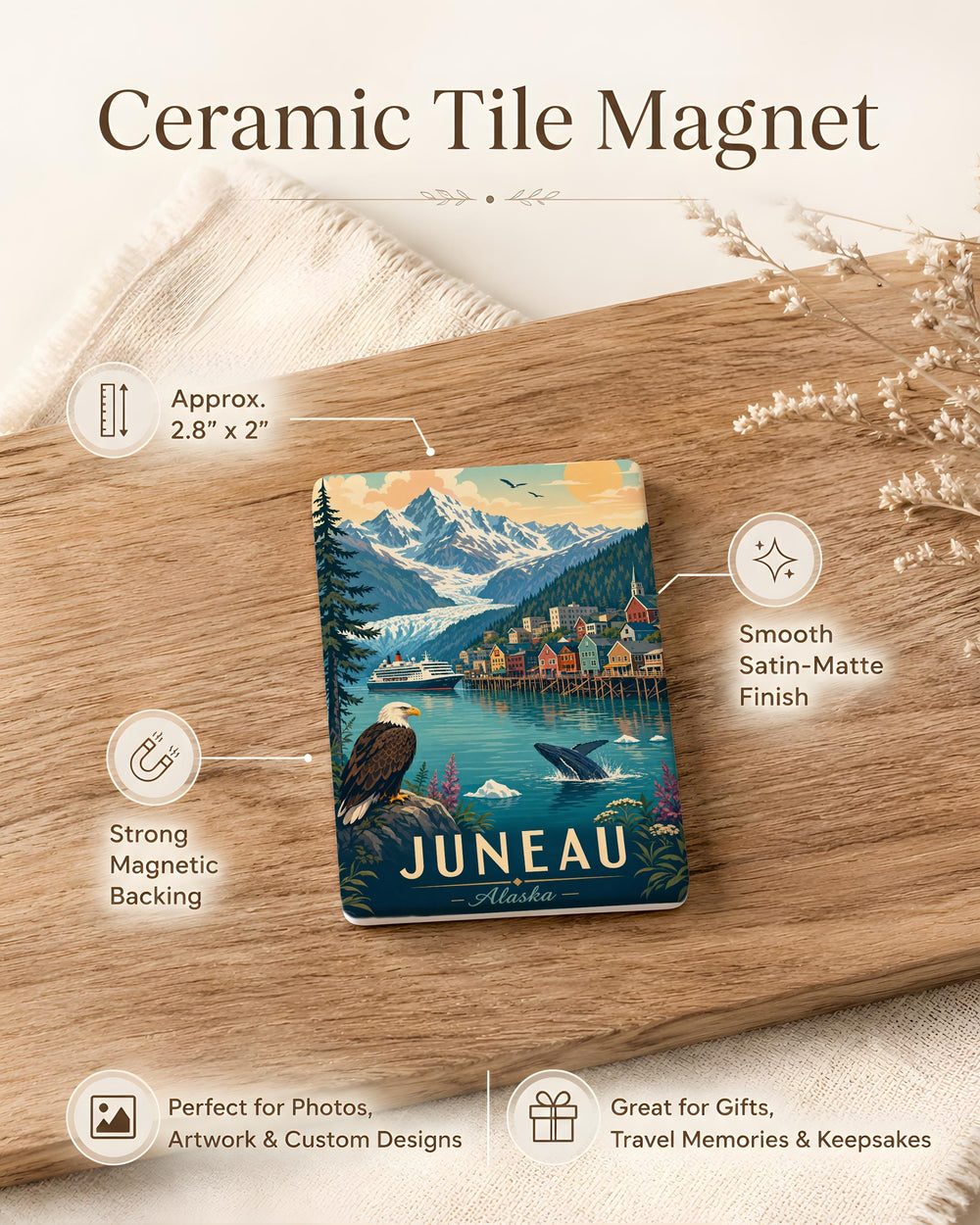 Alaska Fridge Magnet, Alaska Souvenir Magnet, Alaska Travel Gift, Alaska Vacation Keepsake, Alaska State Magnet, USA Magnet