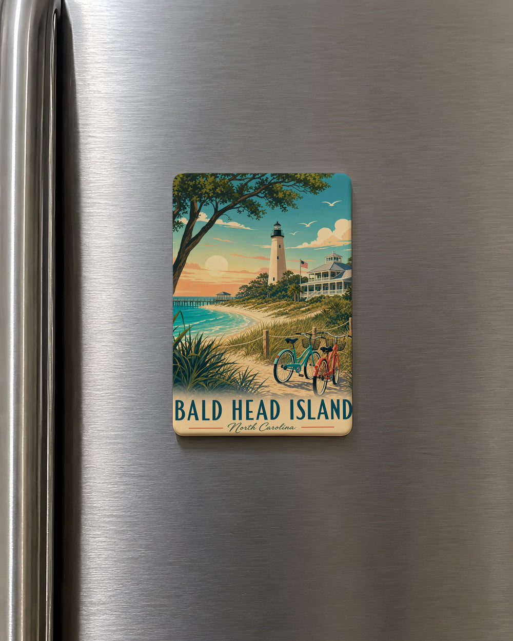 Bald Head Island Fridge Magnet, North Carolina Coastal Island Souvenir Magnet, Beach Vacation Travel Keepsake Gift