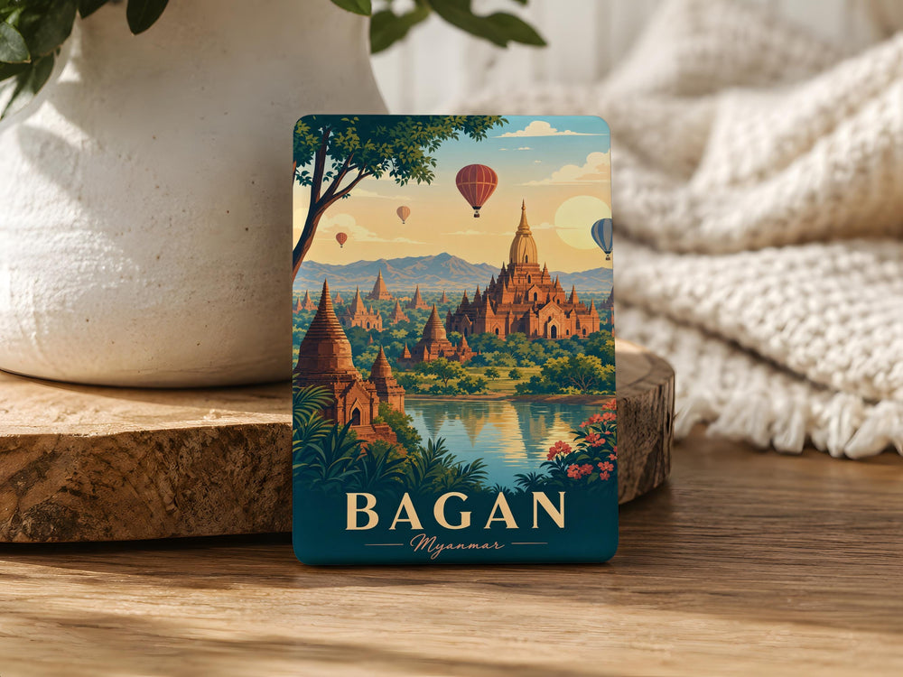 Bagan Myanmar Fridge Magnet, Ancient Temples and Pagodas Souvenir Magnet, Bagan Travel Keepsake Magnet