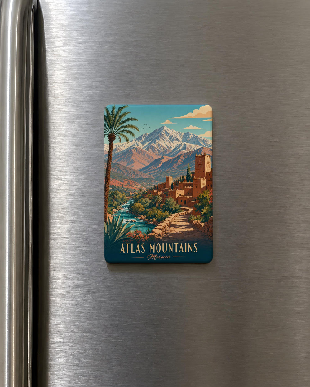 Atlas Mountains Fridge Magnet, Morocco Mountain Range Souvenir, Atlas Peaks Travel Keepsake Magnet