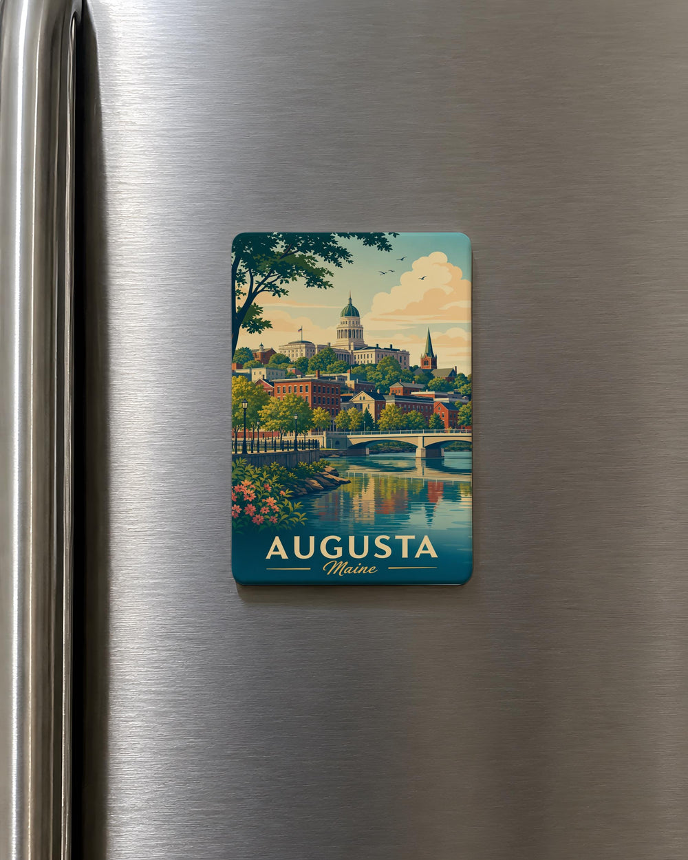Augusta Maine Fridge Magnet, Augusta ME Souvenir Magnet, Maine Capital Travel Gift, State Pride Kitchen Magnet