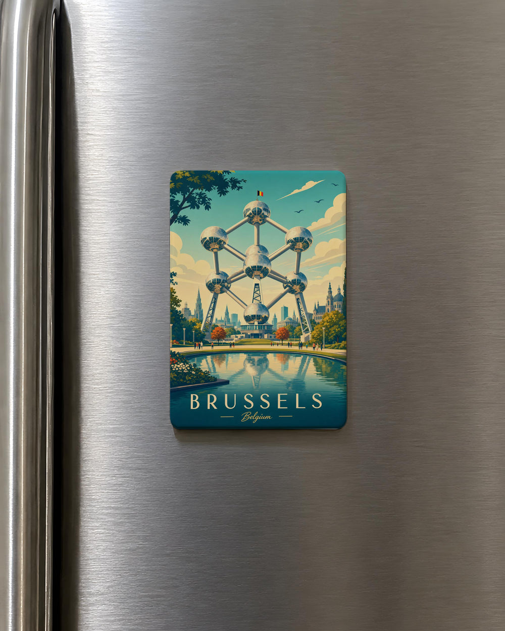 Atomium Fridge Magnet, Brussels Belgium Landmark Souvenir Magnet, Atomium Monument Travel Gift, European Architecture Magnet