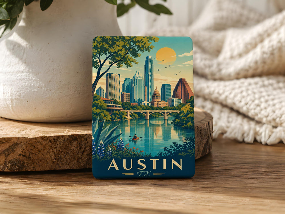 Austin TX Fridge Magnet, Austin Texas Souvenir Magnet, Texas Travel Gift, Austin Skyline Magnet, Lone Star State Magnet