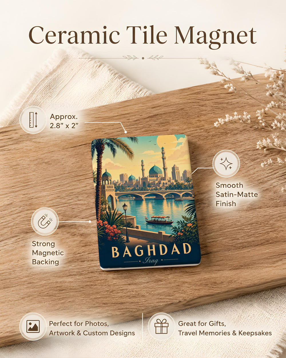 Baghdad Iraq Fridge Magnet, Baghdad City Souvenir Magnet, Iraq Travel Gift, Middle East Landmark Refrigerator Magnet
