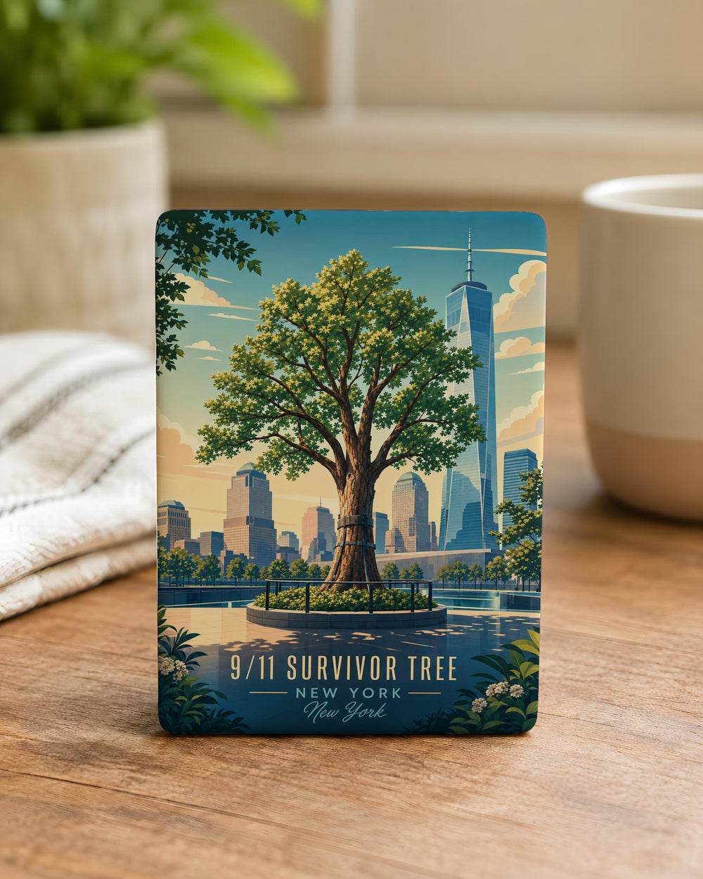 911 Survivor Tree Fridge Magnet, 9/11 Memorial Remembrance Magnet, Survivor Tree Tribute Souvenir Magnet, NYC Memorial Gift