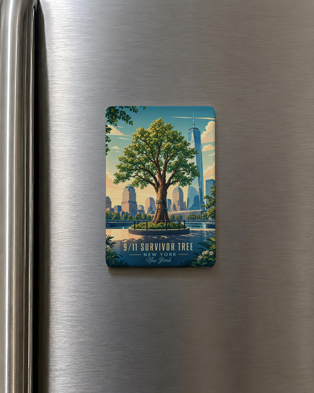 911 Survivor Tree Fridge Magnet, 9/11 Memorial Remembrance Magnet, Survivor Tree Tribute Souvenir Magnet, NYC Memorial Gift