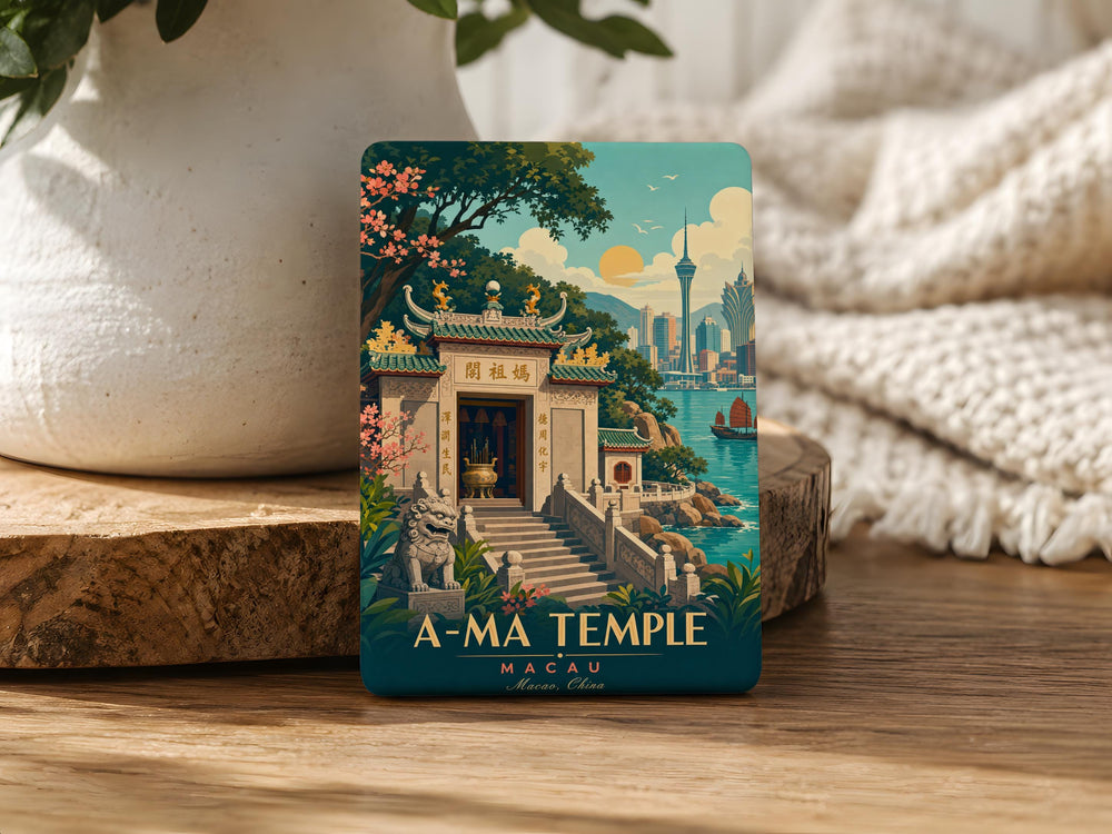 A-Ma Temple Fridge Magnet, Macau A-Ma Temple Souvenir Magnet, Temple Landmark Gift, Travel Keepsake Magnet