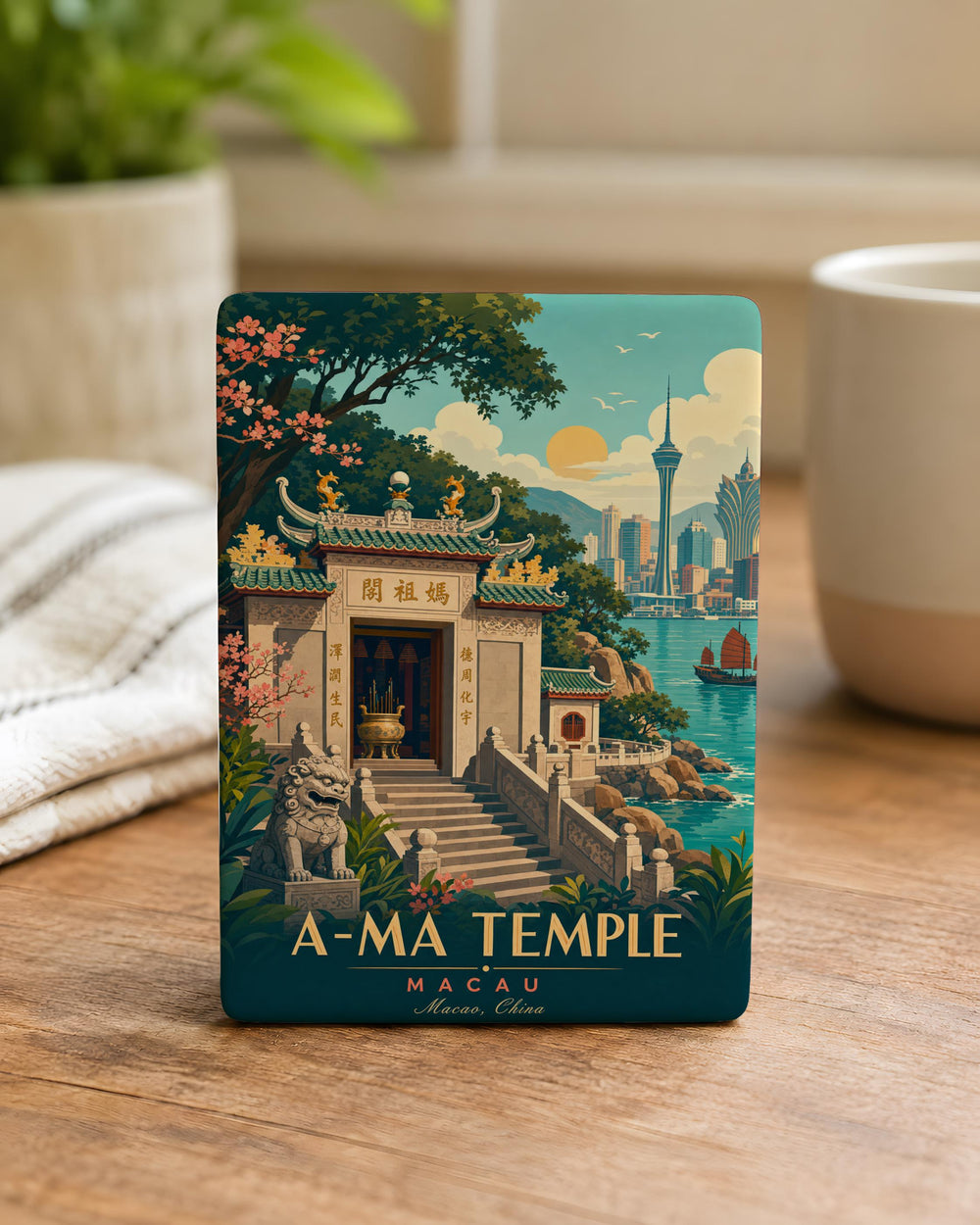 A-Ma Temple Fridge Magnet, Macau A-Ma Temple Souvenir Magnet, Temple Landmark Gift, Travel Keepsake Magnet