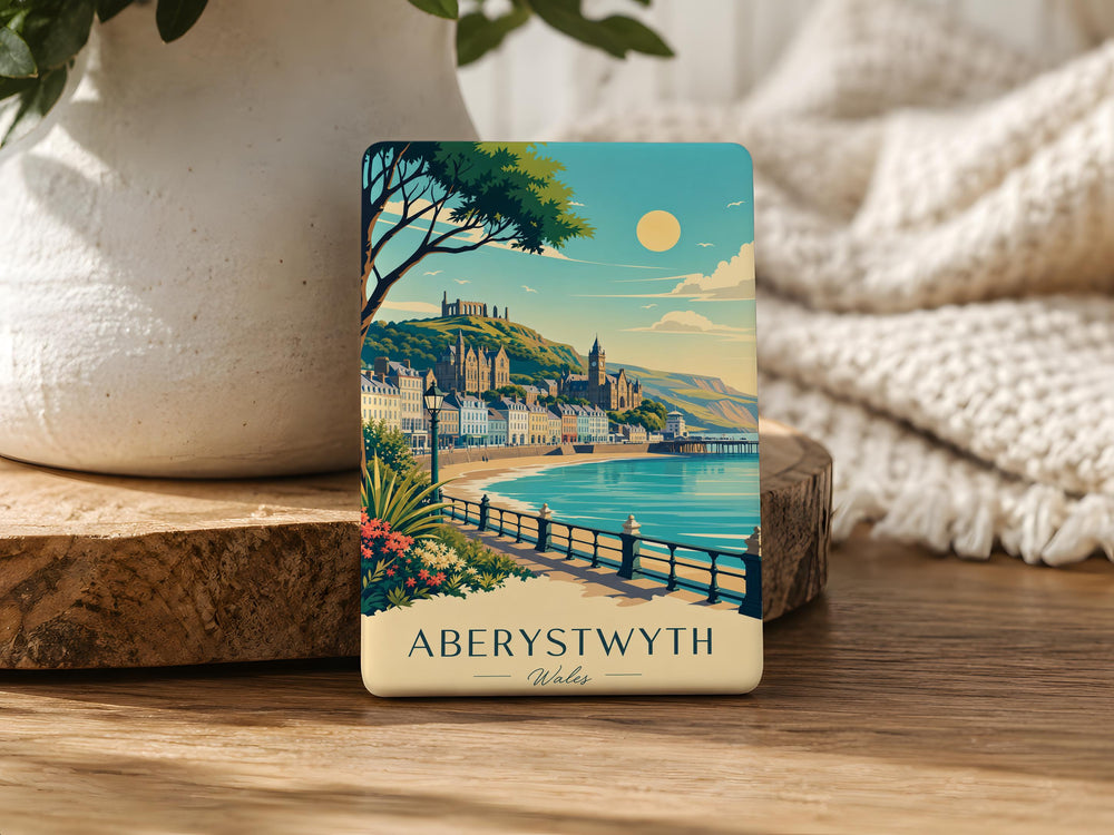 Aberystwyth Wales Fridge Magnet, Aberystwyth Seafront Souvenir, Ceredigion Coastal Town Travel Keepsake Magnet