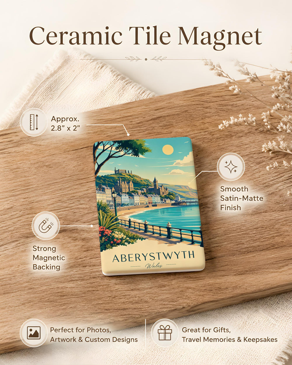 Aberystwyth Wales Fridge Magnet, Aberystwyth Seafront Souvenir, Ceredigion Coastal Town Travel Keepsake Magnet