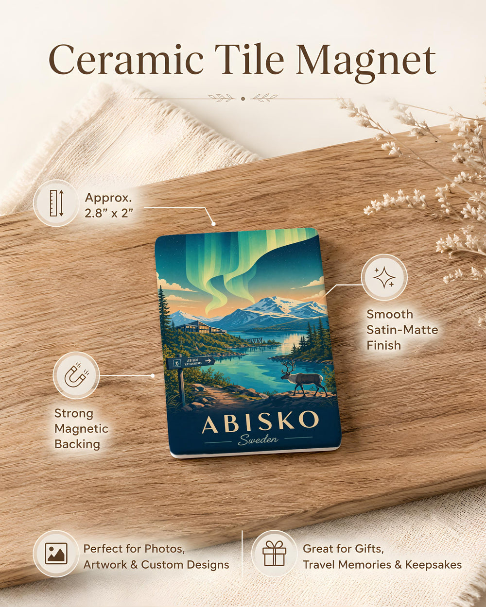 Abisko Sweden Fridge Magnet, Abisko National Park Souvenir, Lapland Travel Keepsake, Swedish Arctic Scenic Magnet