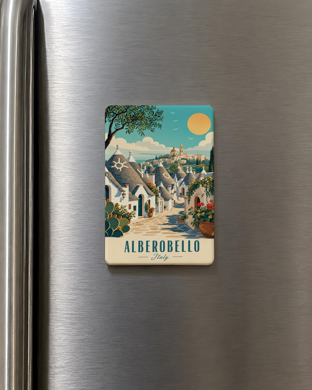 Alberobello Italy Fridge Magnet, Trulli Houses Puglia Souvenir Magnet, Italian Village Travel Keepsake Magnet