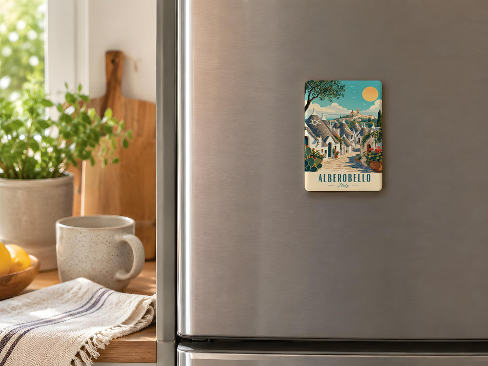 Alberobello Italy Fridge Magnet, Trulli Houses Puglia Souvenir Magnet, Italian Village Travel Keepsake Magnet
