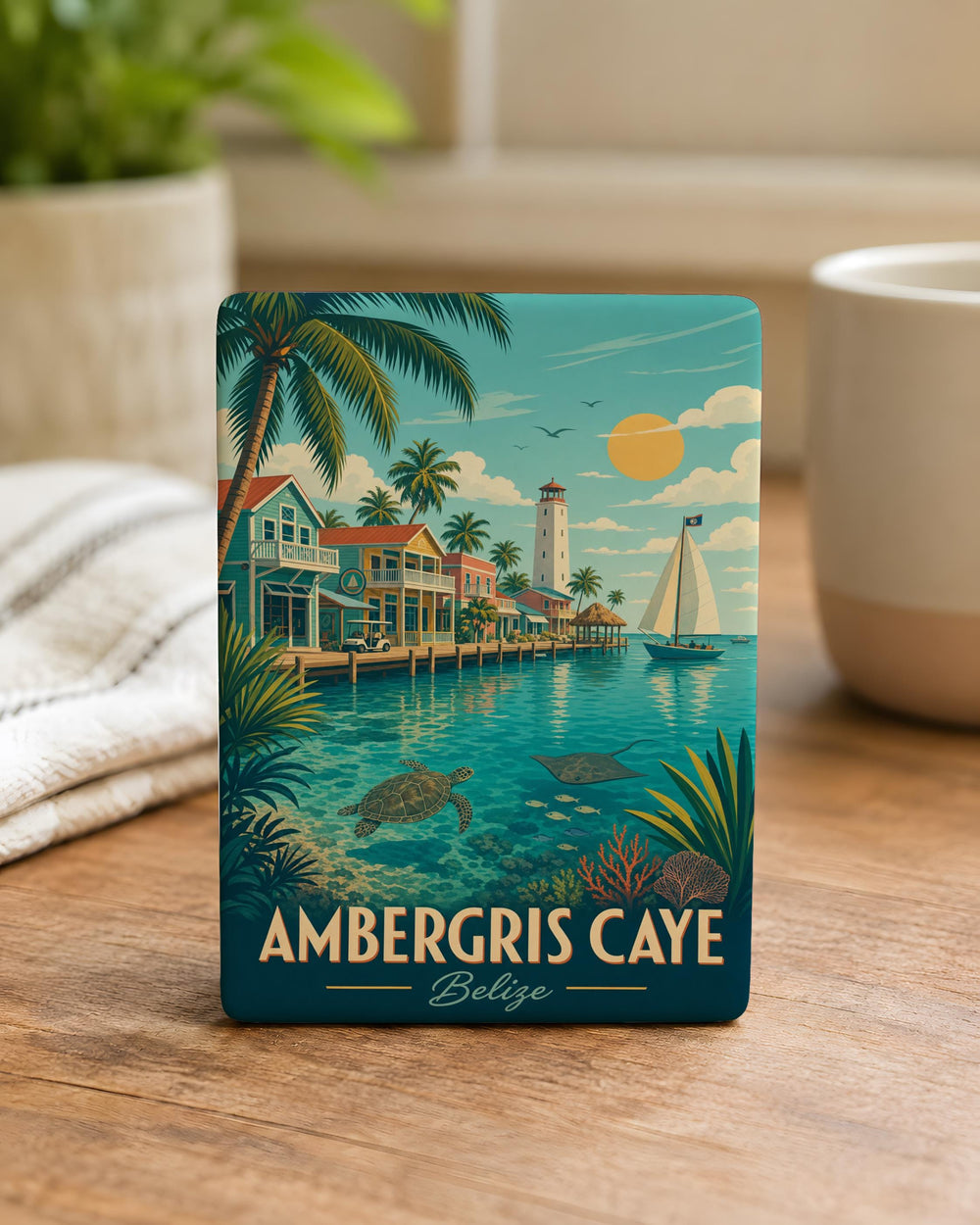 Ambergris Caye Belize Fridge Magnet, San Pedro Souvenir, Caribbean Island Travel Gift, Belize Vacation Keepsake Magnet