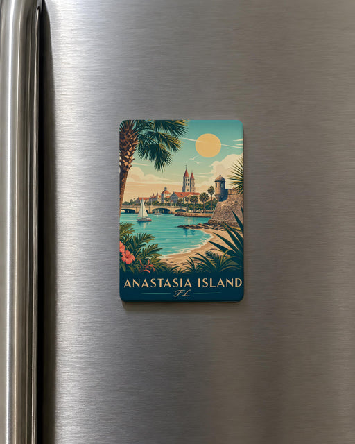 Anastasia Island Florida Fridge Magnet, St Augustine FL Souvenir Magnet, Coastal Island Travel Keepsake Magnet