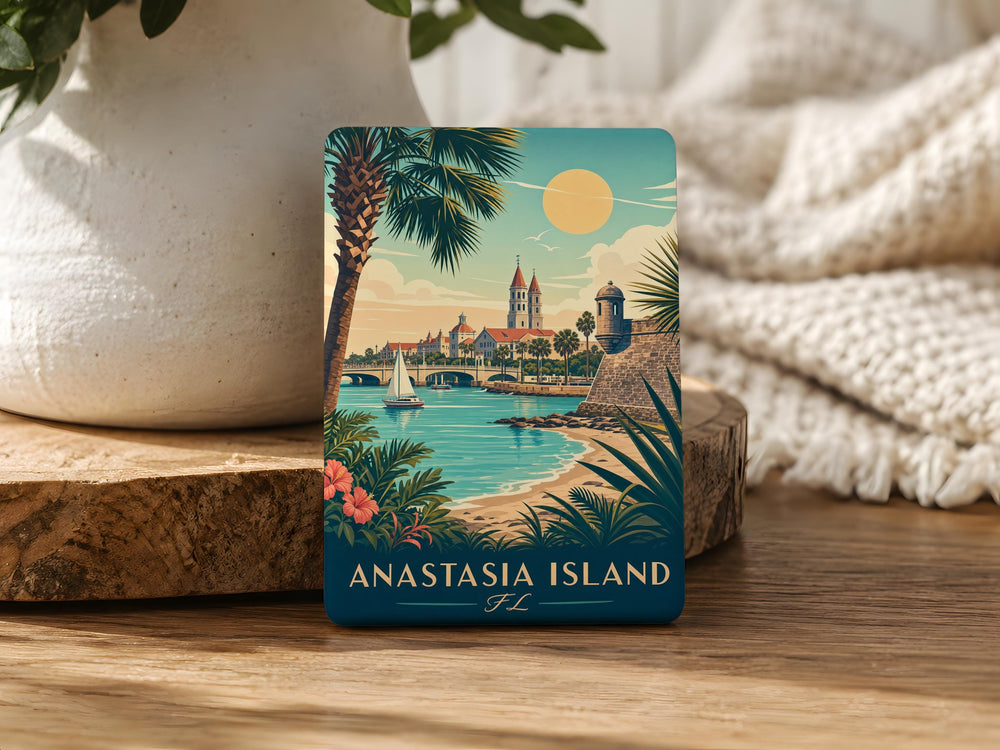 Anastasia Island Florida Fridge Magnet, St Augustine FL Souvenir Magnet, Coastal Island Travel Keepsake Magnet