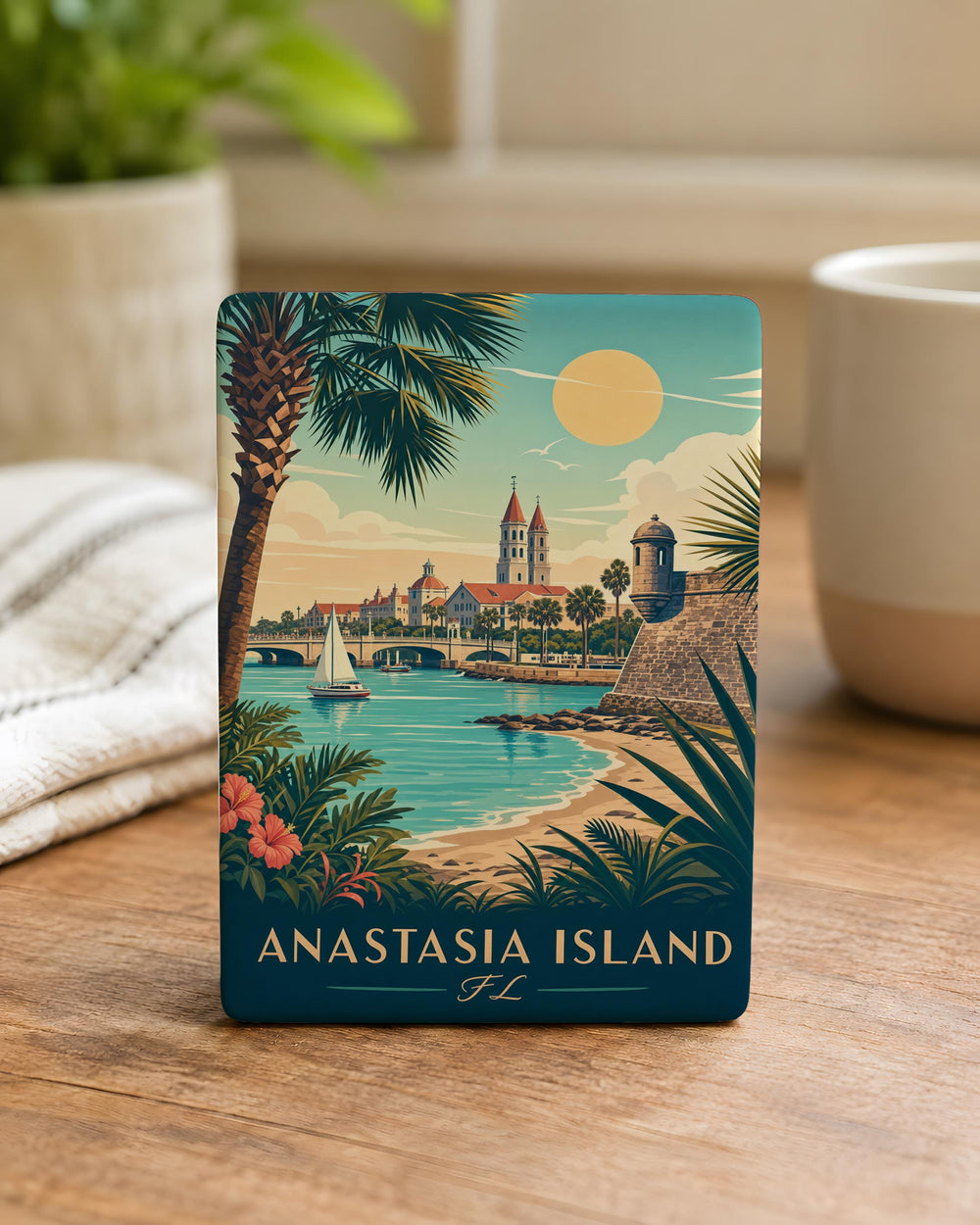 Anastasia Island Florida Fridge Magnet, St Augustine FL Souvenir Magnet, Coastal Island Travel Keepsake Magnet
