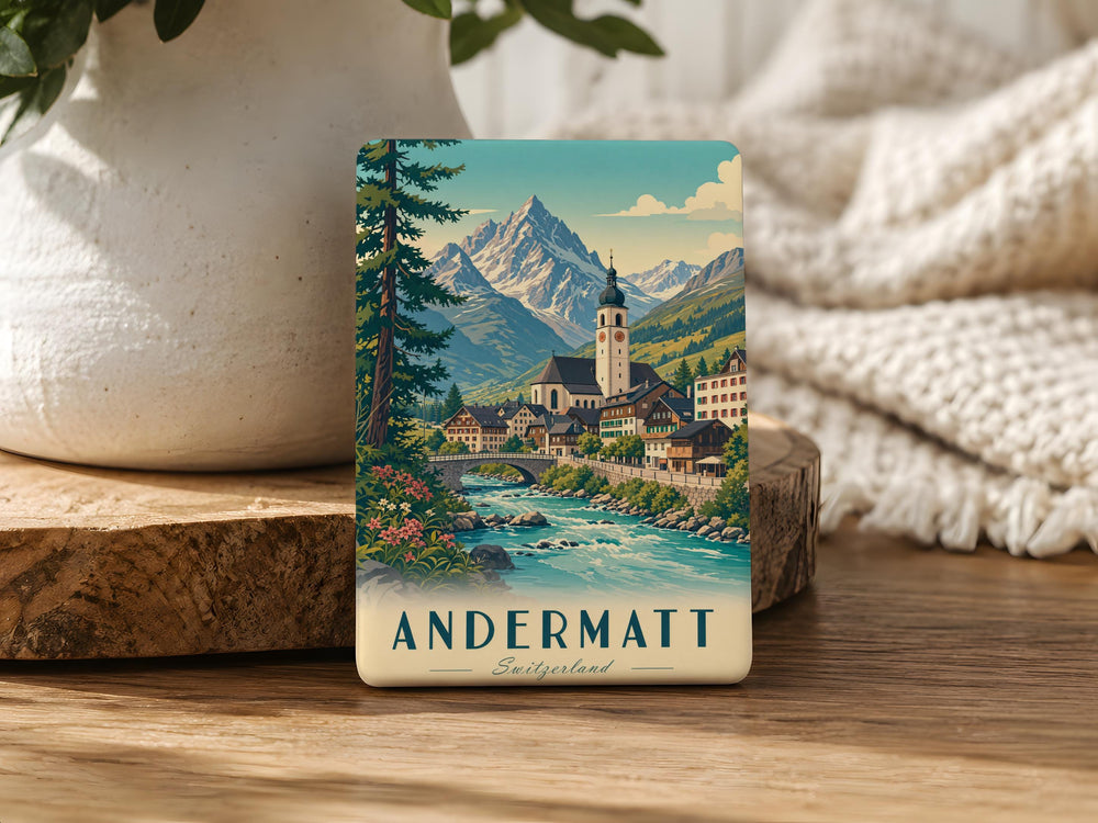 Andermatt Switzerland Fridge Magnet, Swiss Alps Mountain Village Souvenir Magnet, Andermatt Travel Keepsake Gift