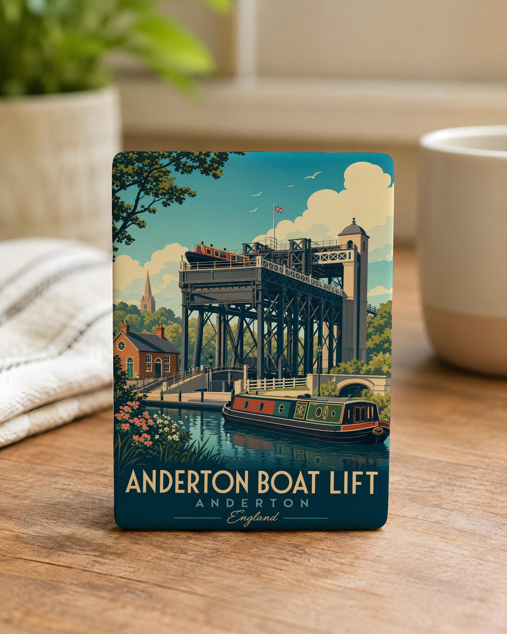 Anderton Boat Lift Fridge Magnet, Anderton Lift Landmark Souvenir, Cheshire England Canal Boat Lift Magnet, River Weaver Gift