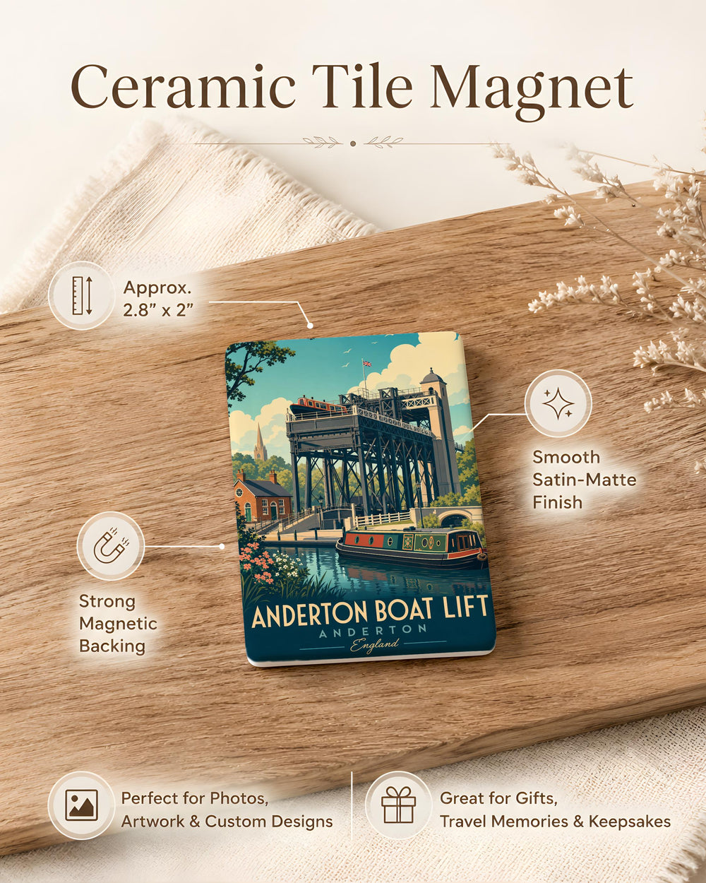 Anderton Boat Lift Fridge Magnet, Anderton Lift Landmark Souvenir, Cheshire England Canal Boat Lift Magnet, River Weaver Gift