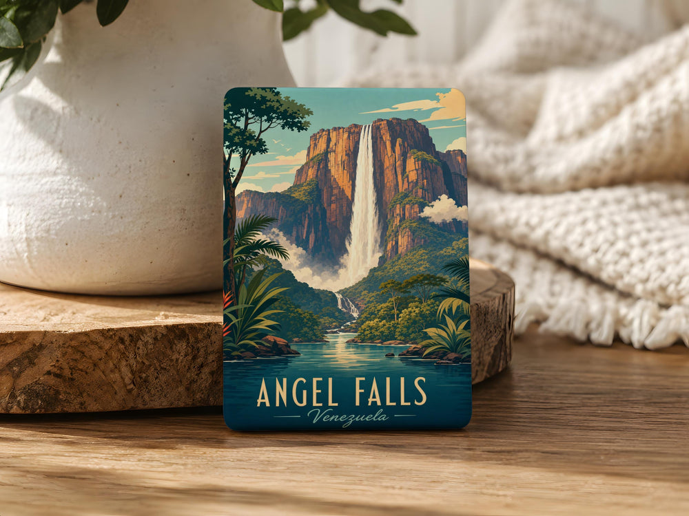 Angel Falls Fridge Magnet, Venezuela Waterfall Souvenir Magnet, Tropical Rainforest Travel Keepsake Gift