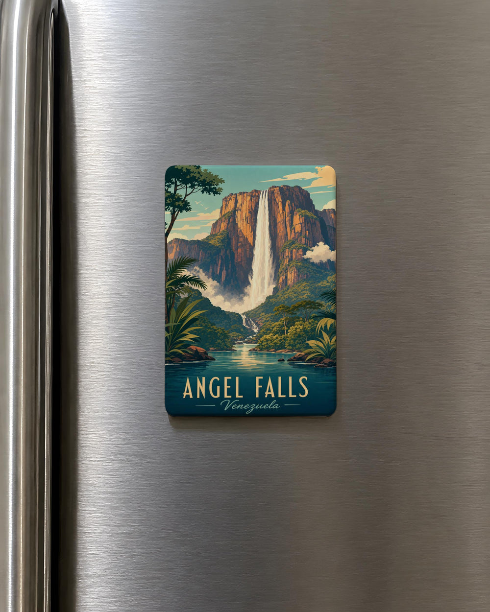 Angel Falls Fridge Magnet, Venezuela Waterfall Souvenir Magnet, Tropical Rainforest Travel Keepsake Gift