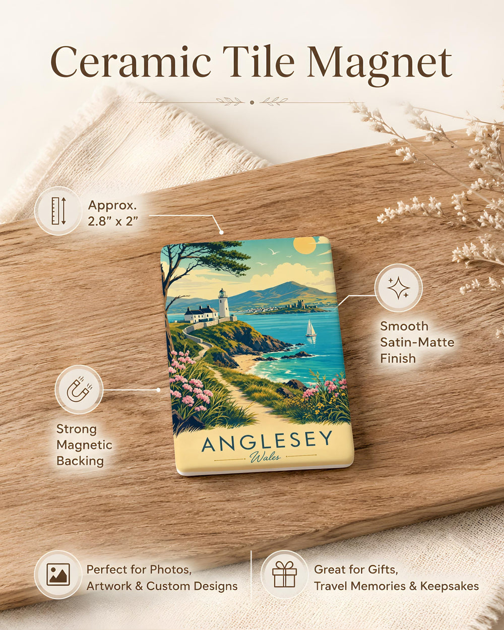 Anglesey Wales Fridge Magnet, Anglesey Island Souvenir Magnet, Wales Travel Keepsake, Anglesey Landmark Magnet, Cymru Gift